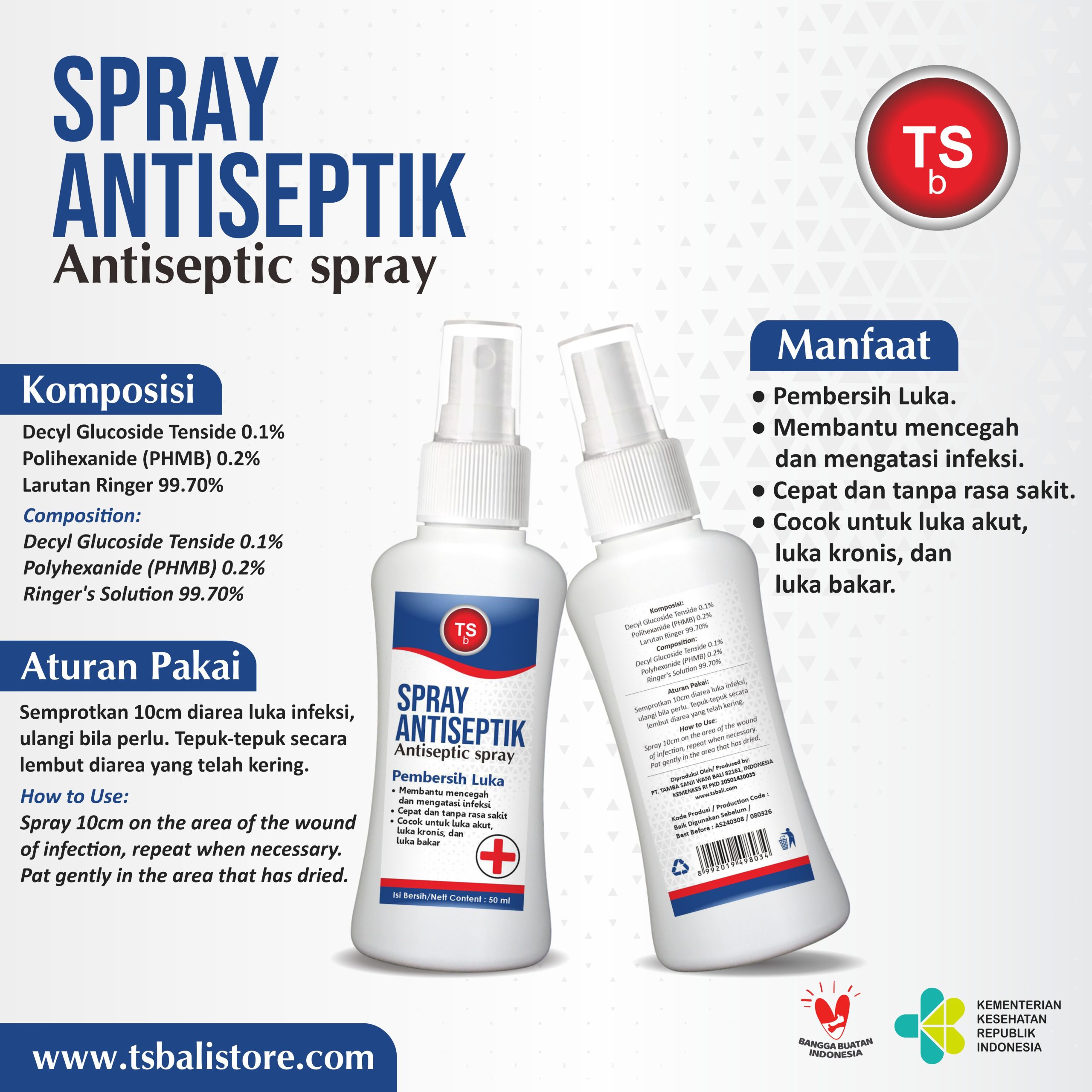 TSb Spray Antiseptic 50ml - Pembersih Luka Tanpa Rasa Perih - Image 2