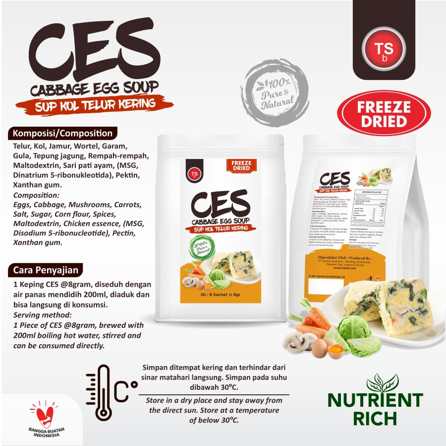 TSb Freeze Dried CES (Cabbage Egg Soup) / Sup Kol Telur Kering / Soup Instant - Image 2