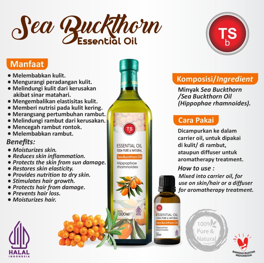 TSb Sea Buckthorn Essential Oil Diffuser Humidifier | Minyak Esensial | Air Purifier Aromatherapy Oil EO 1000ml - Image 2