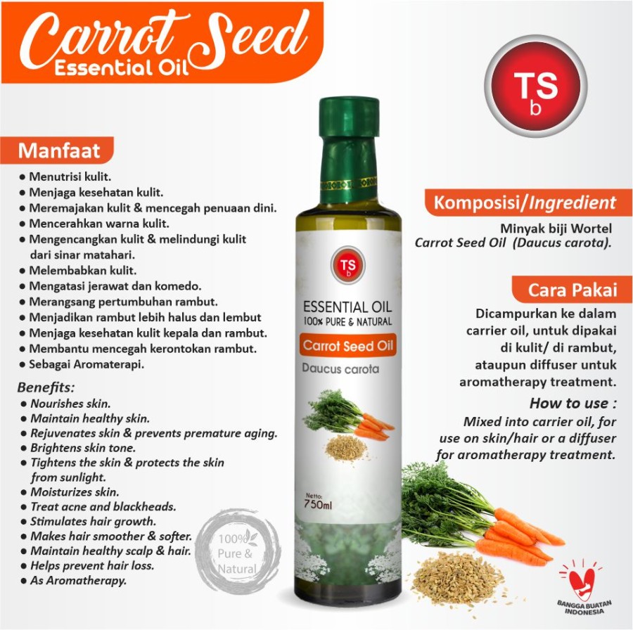 TSb Carrot Seed Oil Essential Oil Diffuser Humidifier Minyak Esensial Air Purifier Aromatherapy Oil EO 750ml - Image 2