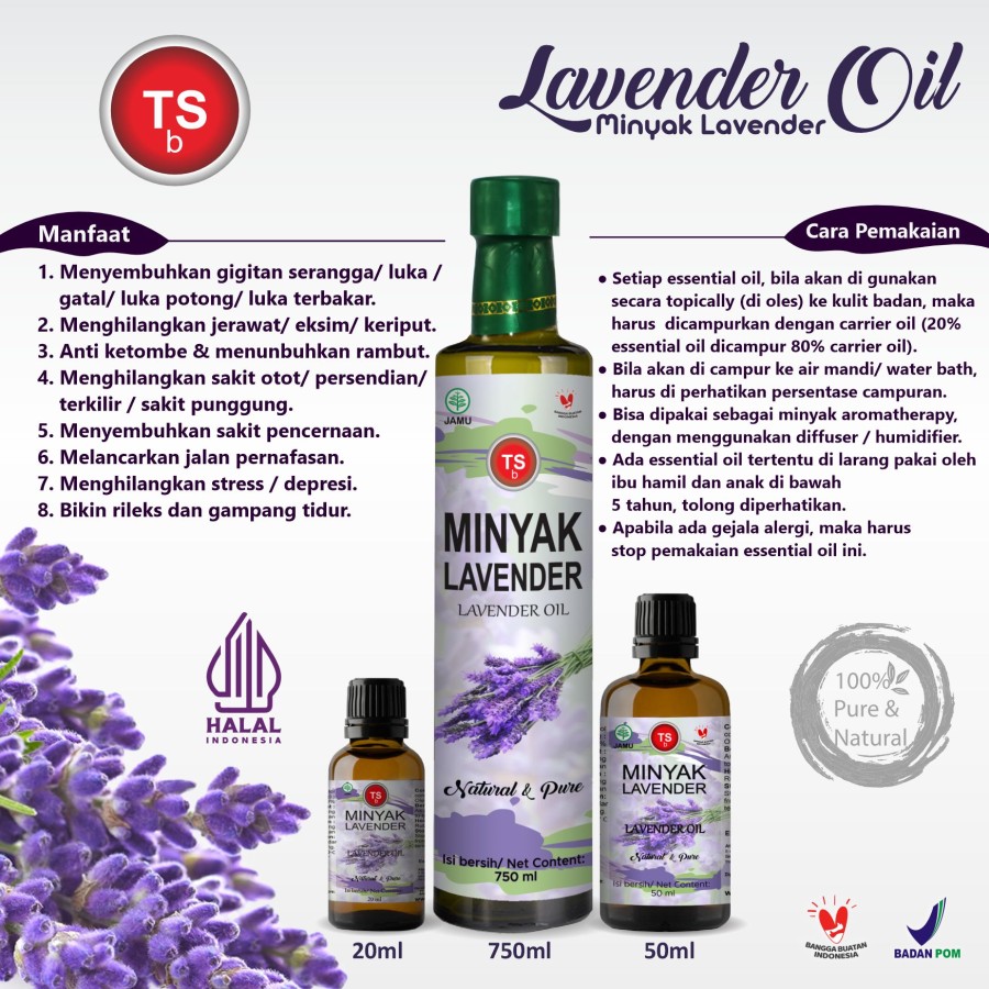 TSb Lavender Essential Oil Diffuser Humidifier | Minyak Esensial | Air Purifier Aromatherapy Oil EO 750ml - Image 2