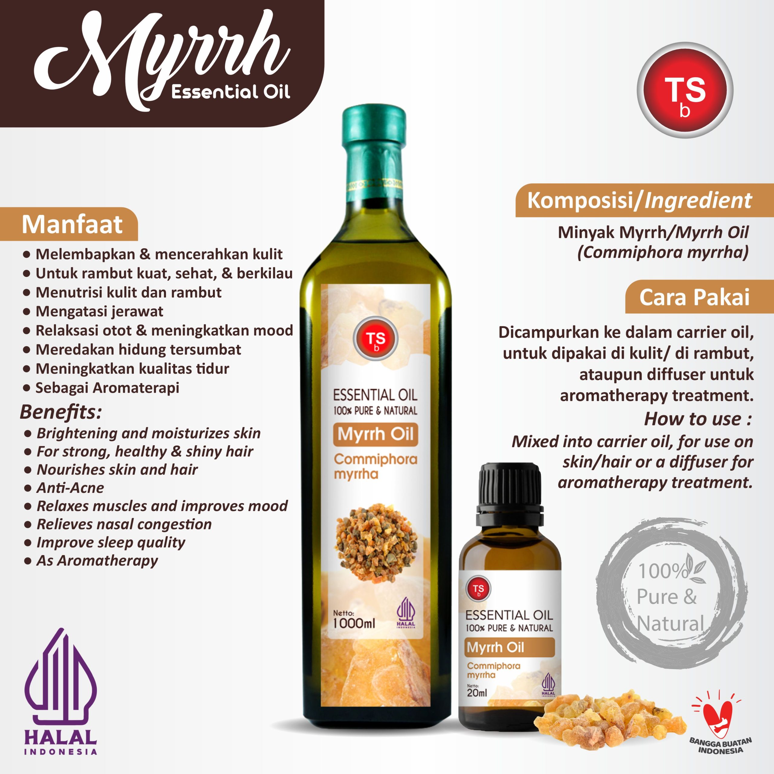 TSb Myrrh Essential Oil Diffuser Humidifier | Minyak Esensial | Air Purifier Aromatherapy Oil EO 1000ml - Image 2