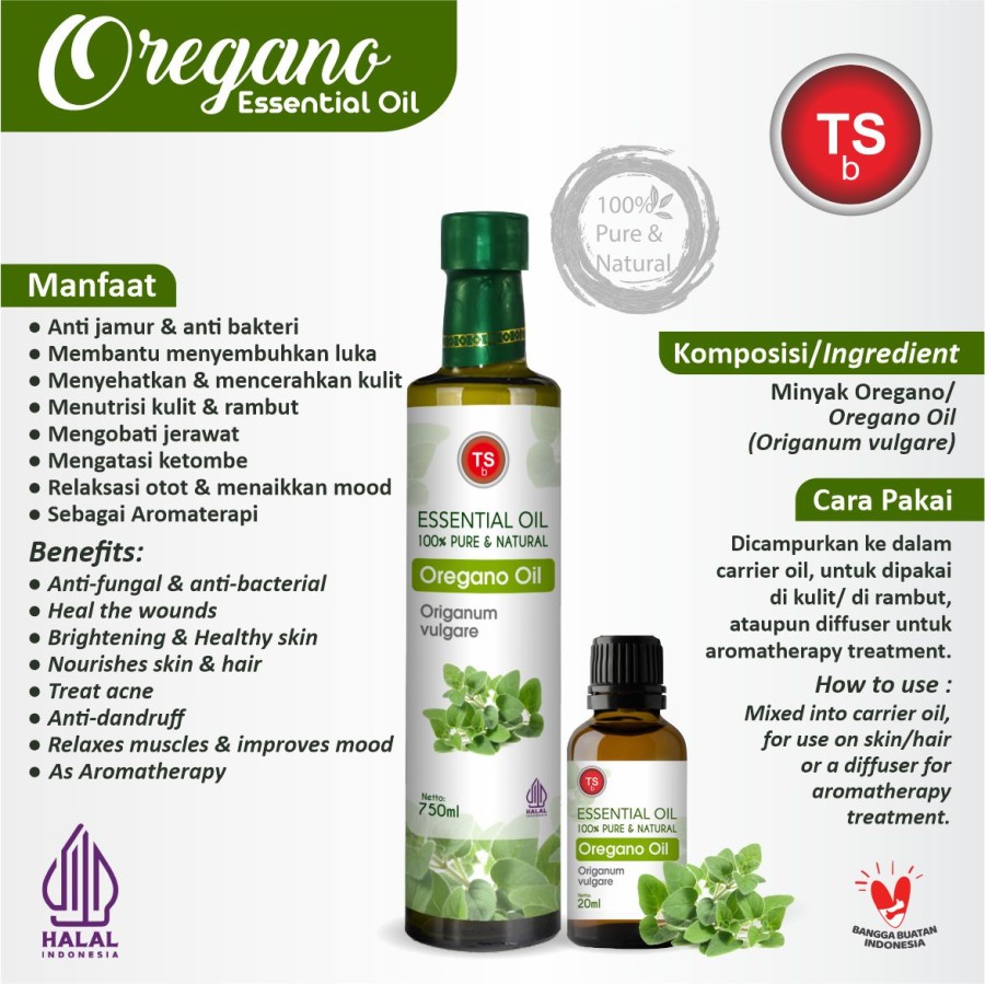 TSb Oregano Essential Oil Diffuser Humidifier | Minyak Esensial | Air Purifier Aromatherapy Oil EO 750ml - Image 2