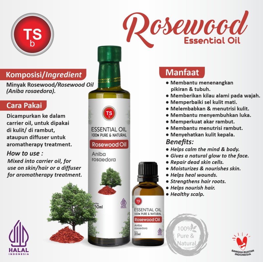 TSb Rosewood Essential Oil Diffuser Humidifier | Minyak Esensial | Air Purifier Aromatherapy Oil EO 750ml - Image 2