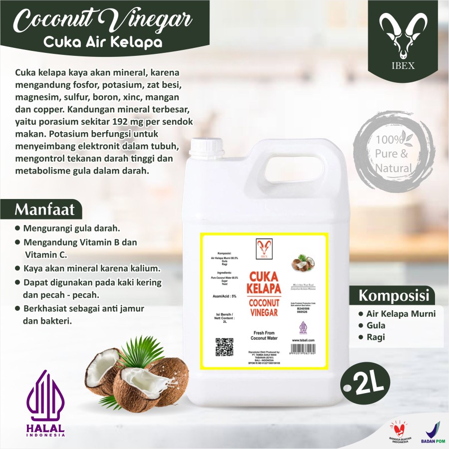 IBEX Cuka Air Kelapa/Coconut Vinegar/Cuka Nira 2000ML (2L) - Image 2
