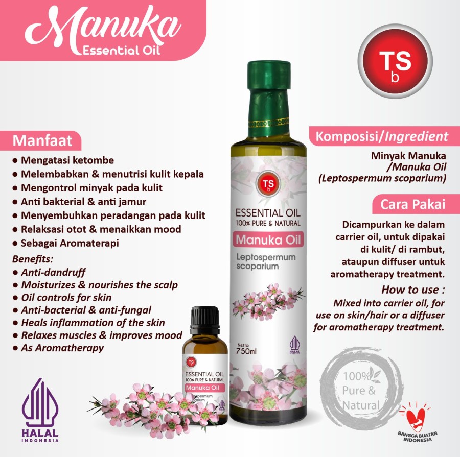 TSb Manuka Essential Oil Diffuser Humidifier | Minyak Esensial | Air Purifier Aromatherapy Oil EO 750ml - Image 2