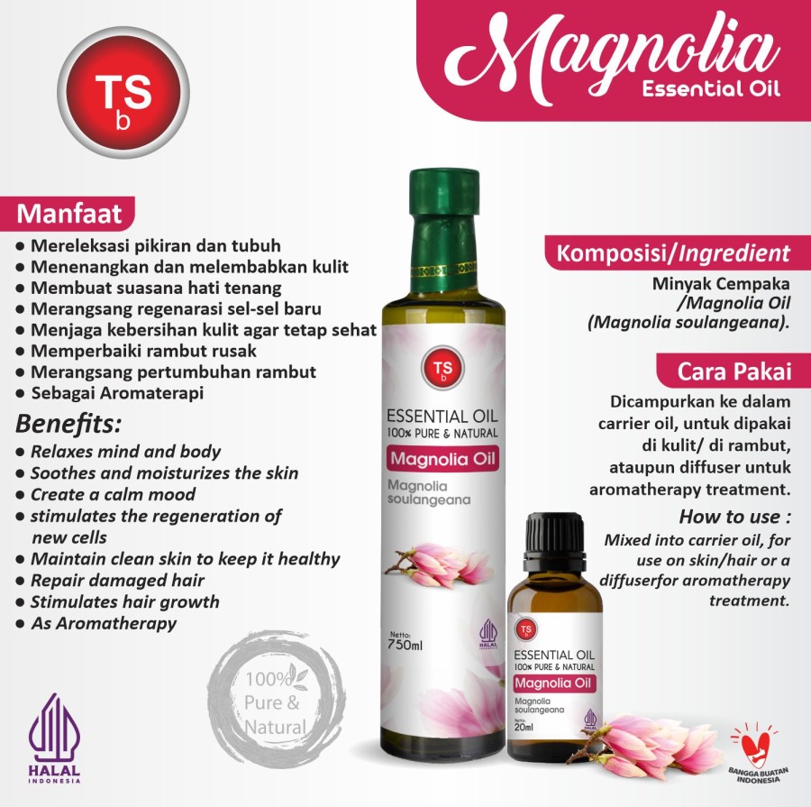 TSb Magnolia Essential Oil Diffuser Humidifier | Minyak Cempaka Esensial | Air Purifier Aromatherapy Oil EO 750ml - Image 2