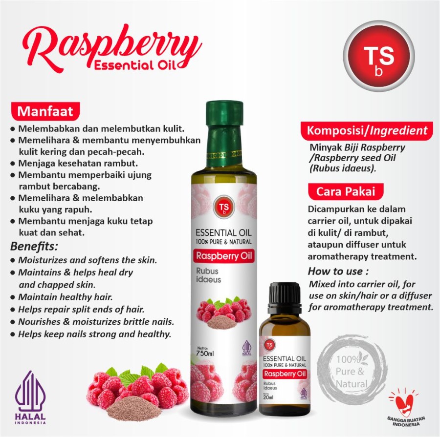 TSb Raspberry Seed Essential Oil Diffuser Humidifier | Minyak Esensial | Air Purifier Aromatherapy Oil EO 750ml - Image 2